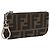 FENDI Zucca Canvas Monedero Marrón Negro Auth 178390 Castaño
