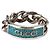 Anello a catena con logo Gucci in smalto Argento Turchese Blu Donna IT 13 US 6.5