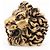 Anello Gucci Lion Head con Cristallo in Ottone Oro Invecchiato Nero Uomo US 6.5 D'oro - vista 8
