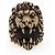 Anello Gucci Lion Head con Cristallo in Ottone Oro Invecchiato Nero Donna US 6.5 D'oro