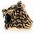 Anello Gucci Lion Head con Cristallo in Ottone Oro Invecchiato Nero Donna US 6.5 D'oro - vista 3