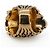 Anello Gucci Lion Head con Cristallo in Ottone Oro Invecchiato Nero Donna US 6.5 D'oro - vista 5