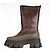 Botas de cuero con forro de shearling Monolith Prada Bruciato Brown Mujer EU 37 Castaño Verde oliva - vista 4