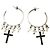 Orecchini a cerchio Dolce & Gabbana con croci e cristalli Nero Silver hardware