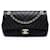 Chanel Black Chevron Python Embossed Calfskin and Suede Single Flap Nero