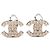 Chanel Silver CC Brass Faux Pearl Clip On Earrings Silvery