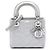 Lady Dior Mini aus irisierendem silbernem Lammleder Cannage Dior