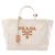 Borsa Tote Prada Jardinière in misto lino Marrone Crudo