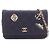 Borsa a Spalla Chanel Matelassé Marine Charm Marrone Blu navy