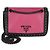 Prada Black Pink Calfskin Glace Studded Chain Flap Negro Rosa