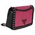 Prada Black Pink Calfskin Glace Studded Chain Flap Negro Rosa - vista 4
