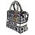 Christian Dior Navy Canvas Toile De Jouy Ricamato Medium Lady D-Lite Blu - vista 4