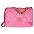 Chanel 19 Flap Bag aus rosa gestepptem Lammleder, Größe Large Pink