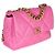 Chanel 19 Flap Bag aus rosa gestepptem Lammleder, Größe Large Pink - Ansicht 4