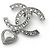 Spilla Chanel B23 Coco Mark Heart Rhinestone Argento