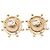 Orecchini Chanel Gold CC placcati oro, perle sintetiche e strass, motivo timone, chiusura a perno D'oro