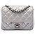 Chanel Mini Square Classic Marrone Lambskin Metallizzato con Patta Singola Taupe