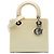 Dior Blanco Medium Patent Microcannage Lady Dior Crudo