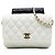 Chanel White CC Quilted Lambskin Side Packs Flap Blanco