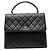 Borsa Chanel Black Quilted Lambskin Kelly Top Handle Bag Nero