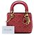 Lady Dior Supple in agnello rosso mini con cannage e borchie - vista 9