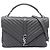 Saint Laurent College Satchel aus grauem Chevron-Schafsleder mit Monogramm Large