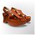Loewe Anagram Sandali con Zeppa in Pelle Marrone Cammello - vista 10