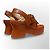 Loewe Anagram Sandali con Zeppa in Pelle Marrone Cammello - vista 14