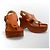 Loewe Anagram Sandali con Zeppa in Pelle Marrone Cammello - vista 16