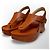 Loewe Anagram Sandali con Zeppa in Pelle Marrone Cammello - vista 19