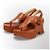Loewe Anagram Sandali con Zeppa in Pelle Marrone Cammello - vista 2