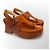 Loewe Anagram Sandali con Zeppa in Pelle Marrone Cammello - vista 5