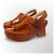 Loewe Anagram Sandali con Zeppa in Pelle Marrone Cammello - vista 6