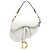Borsa Saddle in pelle di vitello granulata bianca Dior Bianco