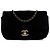 Chanel Black Small Quilted Velvet CC Eyelet Flap Nero