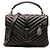 Borsa a tracolla Saint Laurent Black Medium Metallic Chevron Sheepskin Monogram College Pins Nero