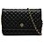 Chanel Black gestepptes Lammleder Crest Wallet On Chain Schwarz