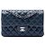 Chanel Blue Small Classic Lambskin Double Flap Blu scuro
