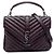 Borsa College Saint Laurent in pelle di pecora con monogramma e Chevron rosso, misura Medium Bordò