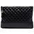 Clutch Chanel Gabrielle O Case in pelle di vitello invecchiata nera Large Nero