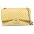 Chanel, borsa flap Jumbo in pelle di agnello con chevron giallo