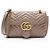 Borsa a patta media Gucci Matelasse Leather GG Marmont Marrone Beige