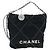 CHANEL 22 Borsa a Spalla con Cordino in Scamosciato Nero e Argento CC Auth BA12610SM