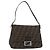 FENDI Zucca Canvas Mamma Baguette Shoulder Bag Black Brown Auth 179387V Marrone Nero