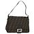 FENDI Zucca Canvas Mamma Baguette Schultertasche Schwarz Braun Auth 178747V