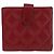 CHANEL Matelassé Compact Wallet Lammfell Rot Silber CC Authentisch 179886A - Ansicht 2