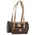 Céline Borsa Boston CELINE in tela Macadam PVC Pelle Marrone Oro Auth 176802V D'oro