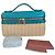 Loro Piana Borsa Vanity Case in pelle di struzzo e rattan Beige Turchese