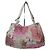 Borsa a spalla Fendi Zucca Stampa Floreale Marrone Rosa Beige