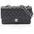 Timeless Chanel Matelassé Double Flap Schultertasche Schwarz